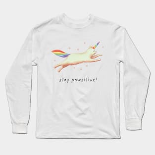 Stay pawsitive with Unicorn Cat Gift for cat lovers Long Sleeve T-Shirt